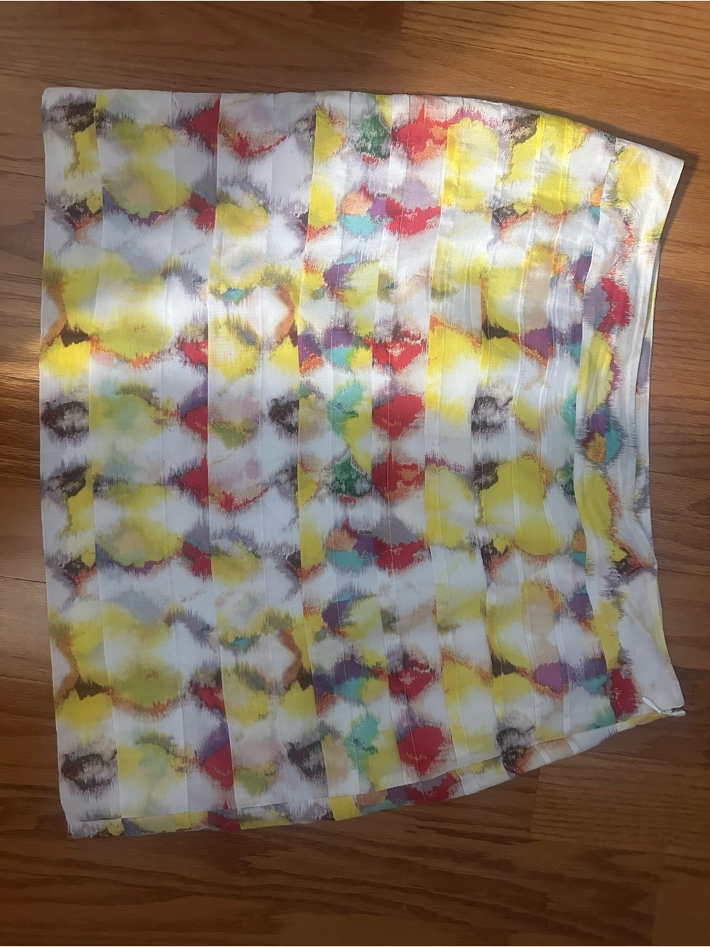 White Multicolor Abstract Print Skirt